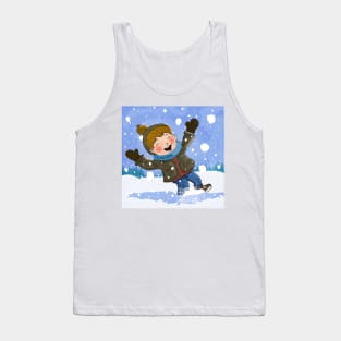 Boy Having Fun In Snow Tank Top